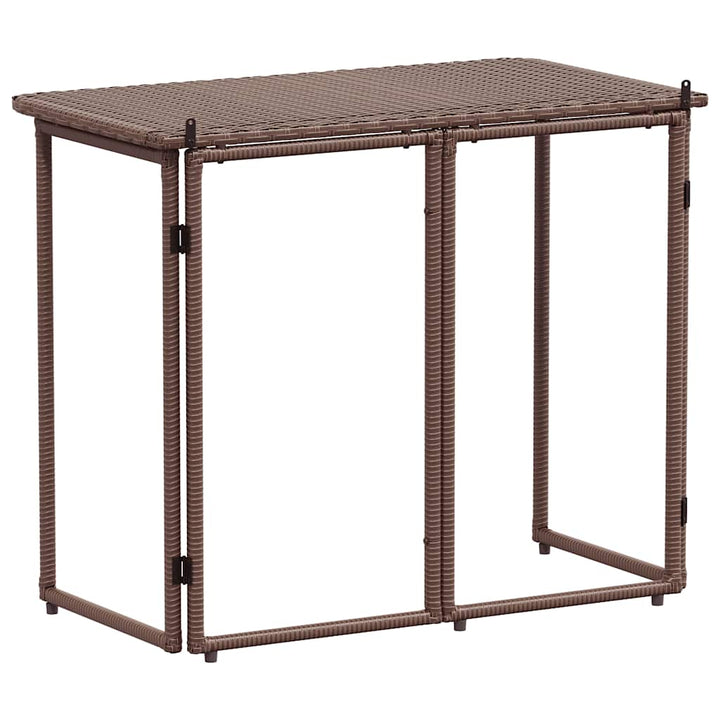 foldbart havebord 90x51x75 cm polyrattan brun