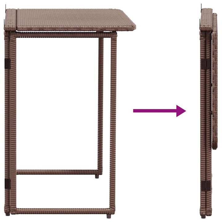 foldbart havebord 90x51x75 cm polyrattan brun
