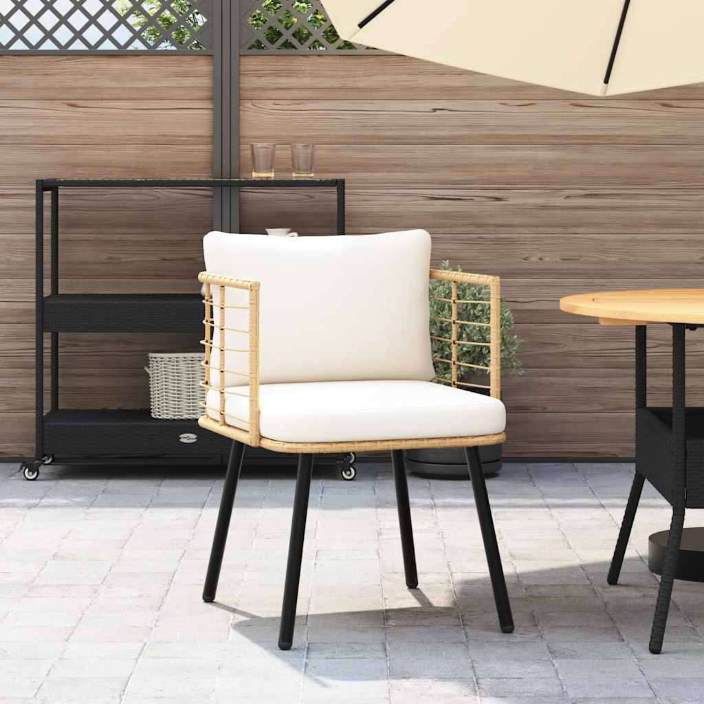 havestol med hynder polyrattan naturfarvet