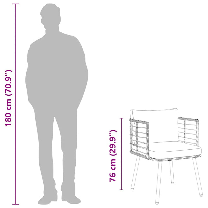 havestol med hynder polyrattan naturfarvet