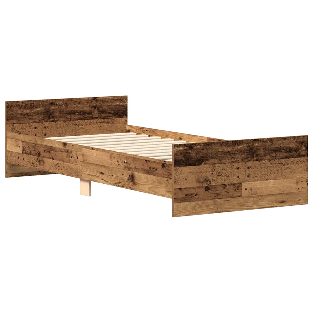 Sengeramme uden madras 90x190cm konstrueret træ antikt træ