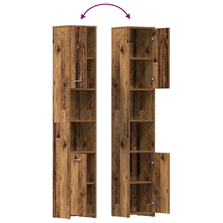 badeværelsesskab 30x30x183,5 cm konstrueret træ antikt træ