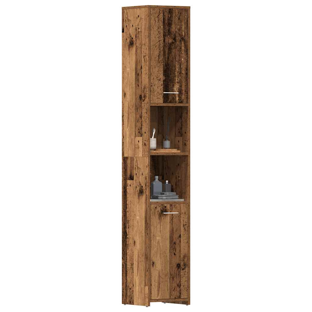 badeværelsesskab 30x30x183,5 cm konstrueret træ antikt træ
