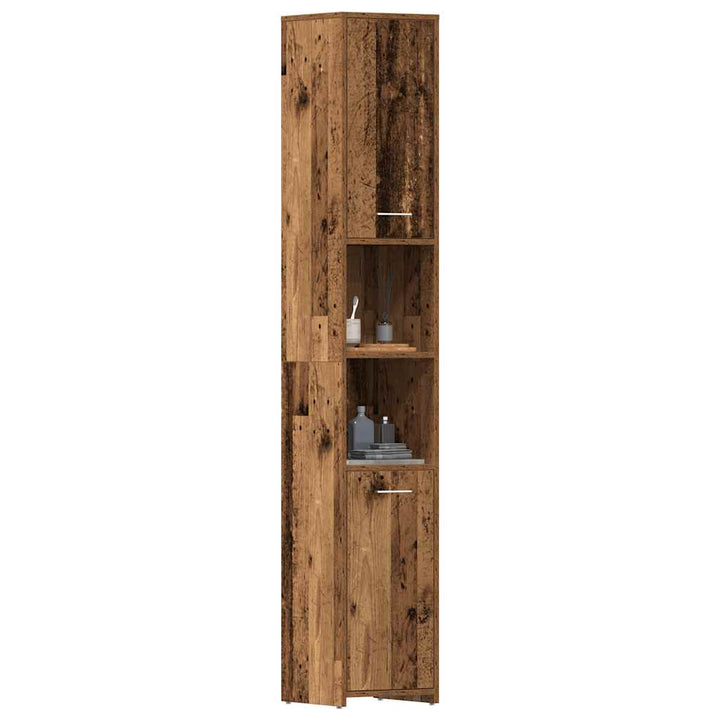 badeværelsesskab 30x30x183,5 cm konstrueret træ antikt træ
