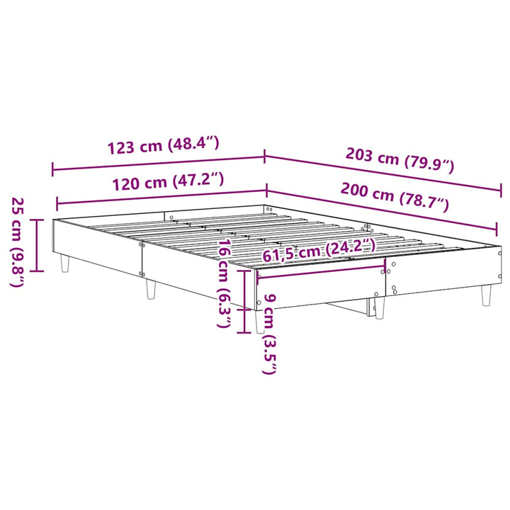 sengestel uden madras 120x200 cm konstrueret træ sonoma-eg