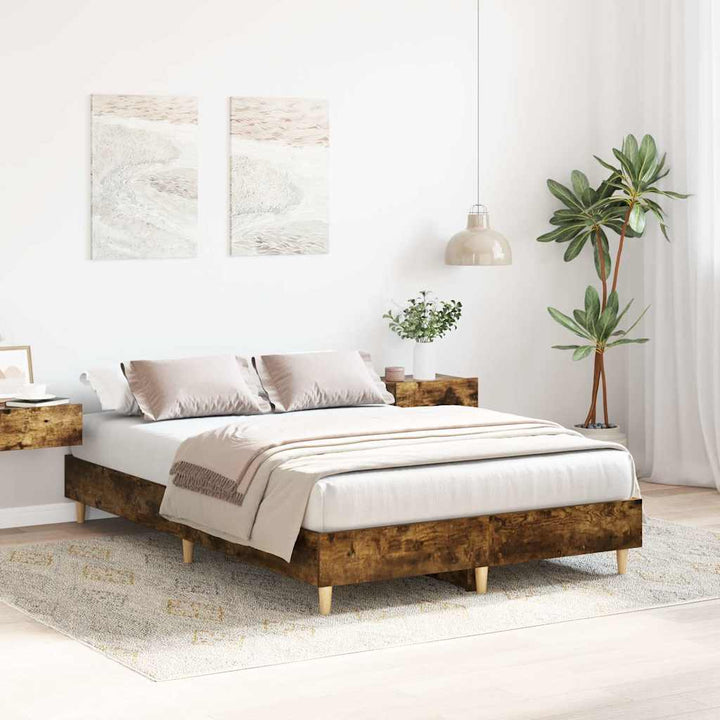 sengestel uden madras 120x200 cm konstrueret træ røget eg