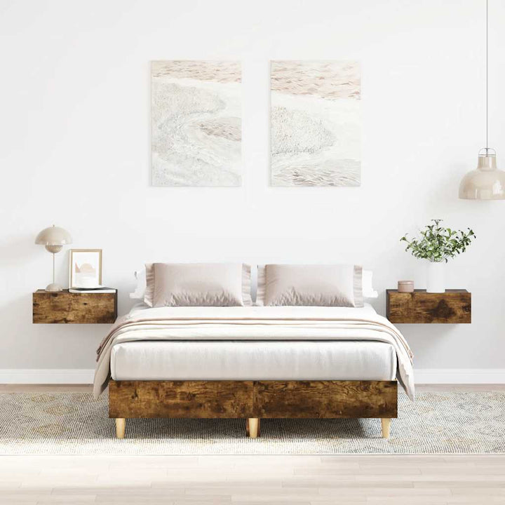 sengestel uden madras 120x200 cm konstrueret træ røget eg