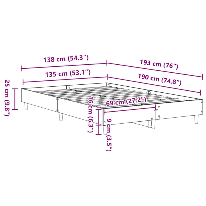 sengestel uden madras 135x190 cm konstrueret træ hvid