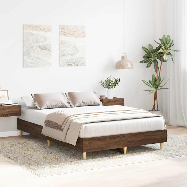 sengestel uden madras 135x190 cm konstrueret træ brun eg