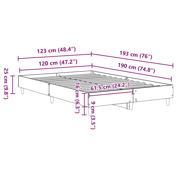 sengestel uden madras 120x190 cm konstrueret træ kunsteg