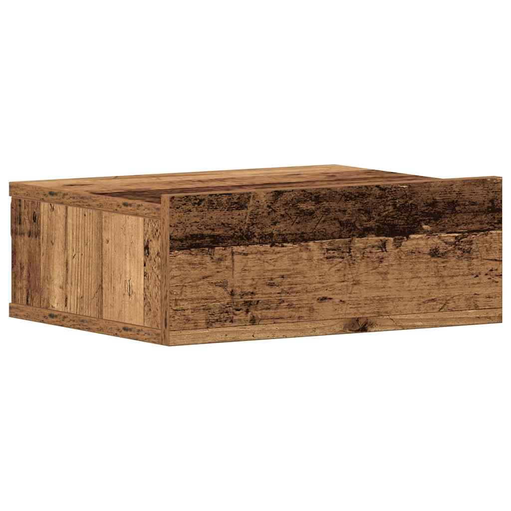 væghængt natbord 40x32x15 cm konstrueret træ gammelt træ-look