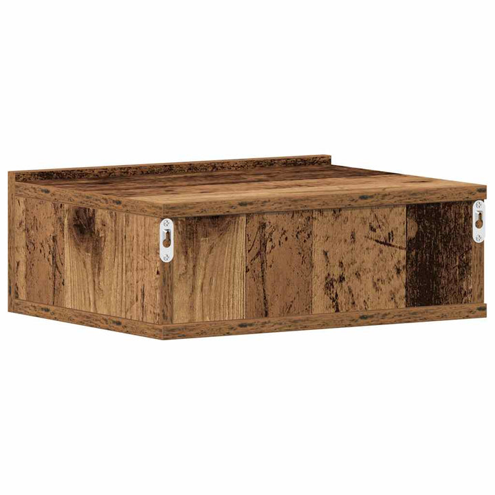 væghængt natbord 40x32x15 cm konstrueret træ gammelt træ-look