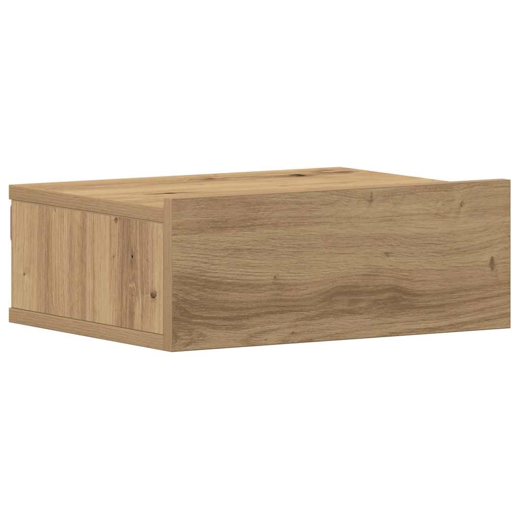 væghængt natbord 40x32x15 cm konstrueret træ kunsteg