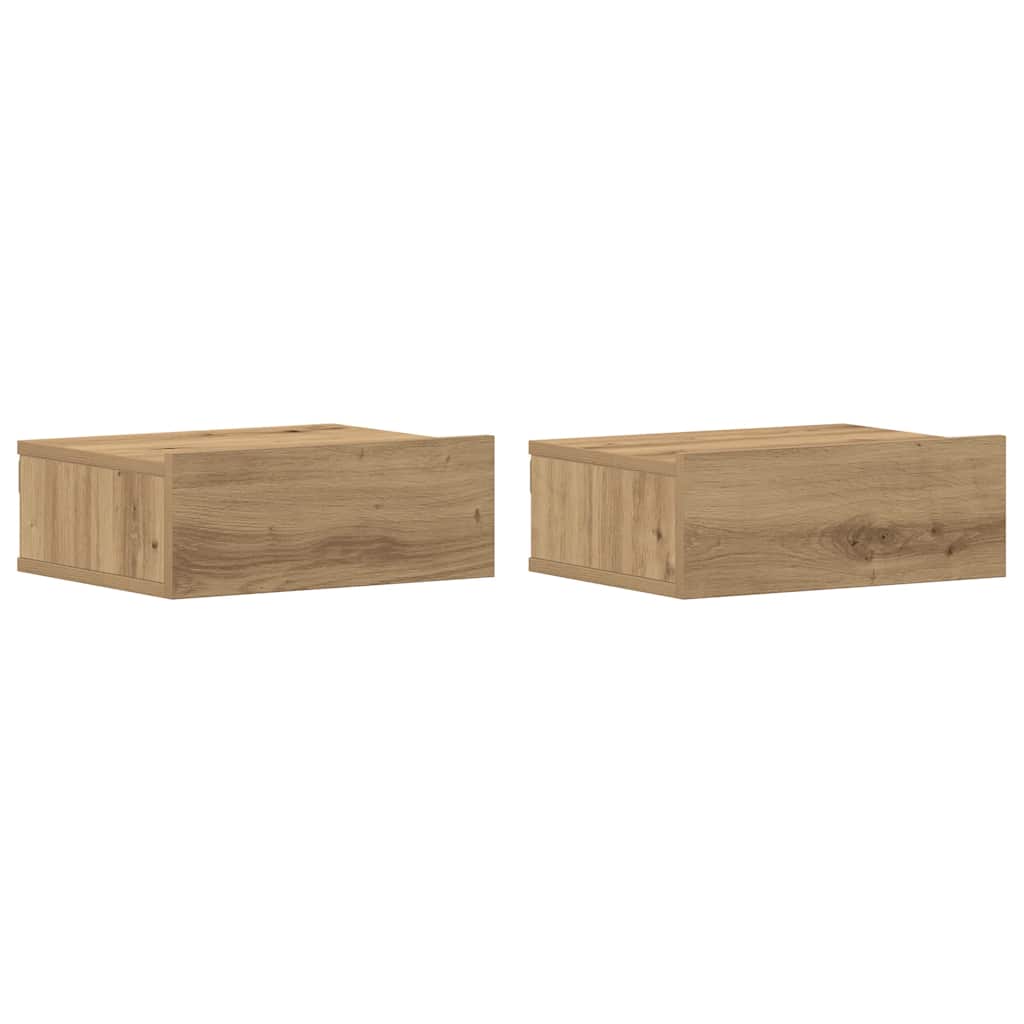 svævende natborde 2 stk. 40x32x15 cm konstrueret træ kunsteg