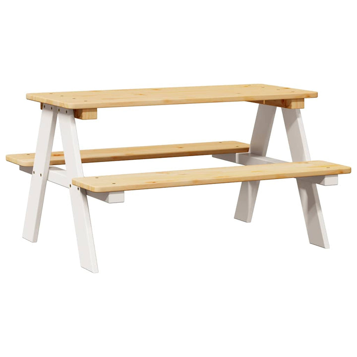 børnebord med bænke IRUN 90x79,5x50 cm massivt træ hvid