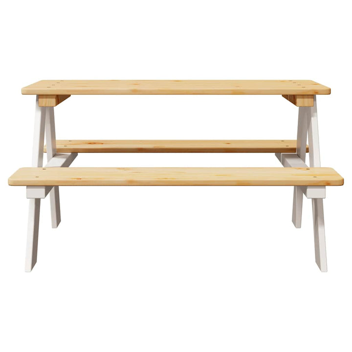 børnebord med bænke IRUN 90x79,5x50 cm massivt træ hvid