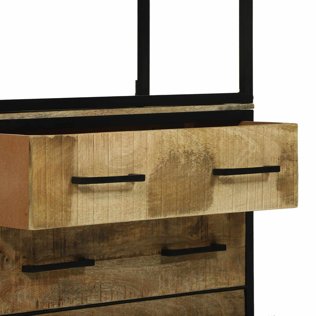 Highboard med skuffe Brun 70 x 35 x 180 cm Massivt mangotræ