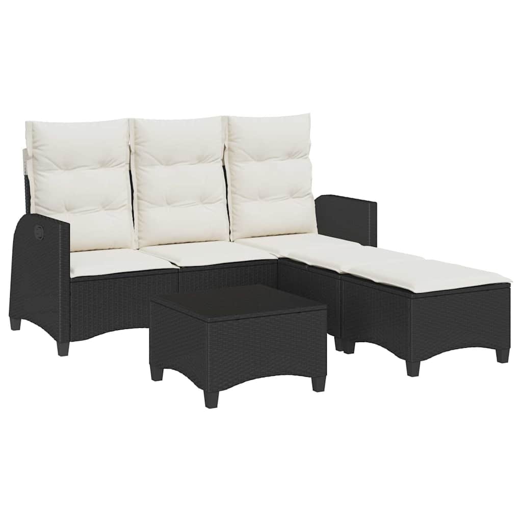 sofasæt til haven 3 dele med hynder L-formet polyrattan sort