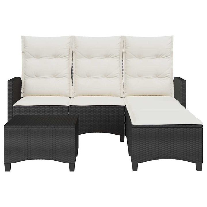 sofasæt til haven 3 dele med hynder L-formet polyrattan sort