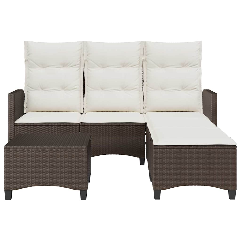 sofasæt til haven 3 dele med hynder L-formet polyrattan brun