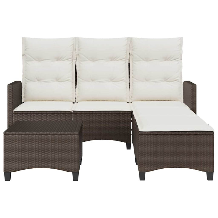 sofasæt til haven 3 dele med hynder L-formet polyrattan brun