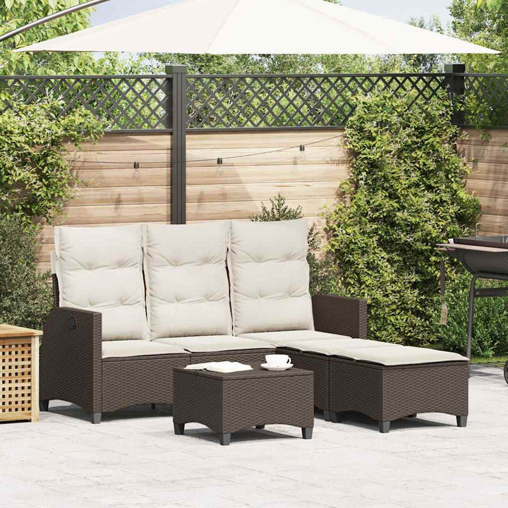 sofasæt til haven 3 dele med hynder L-formet polyrattan brun