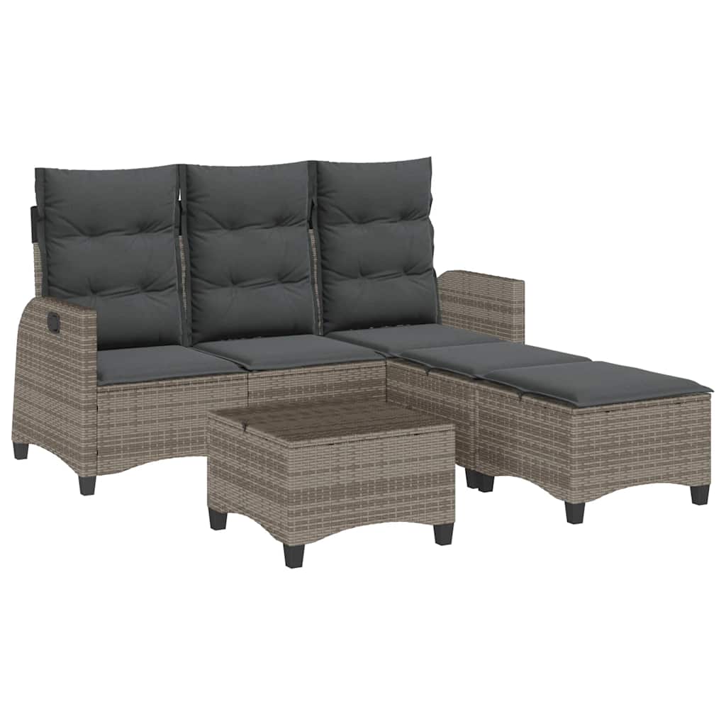 sofasæt til haven 3 dele med hynder L-formet polyrattan grå