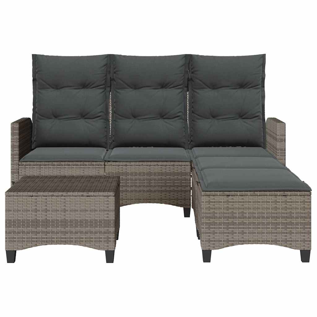 sofasæt til haven 3 dele med hynder L-formet polyrattan grå