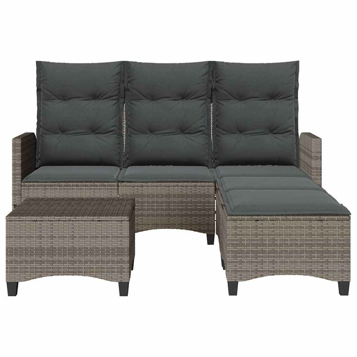 sofasæt til haven 3 dele med hynder L-formet polyrattan grå