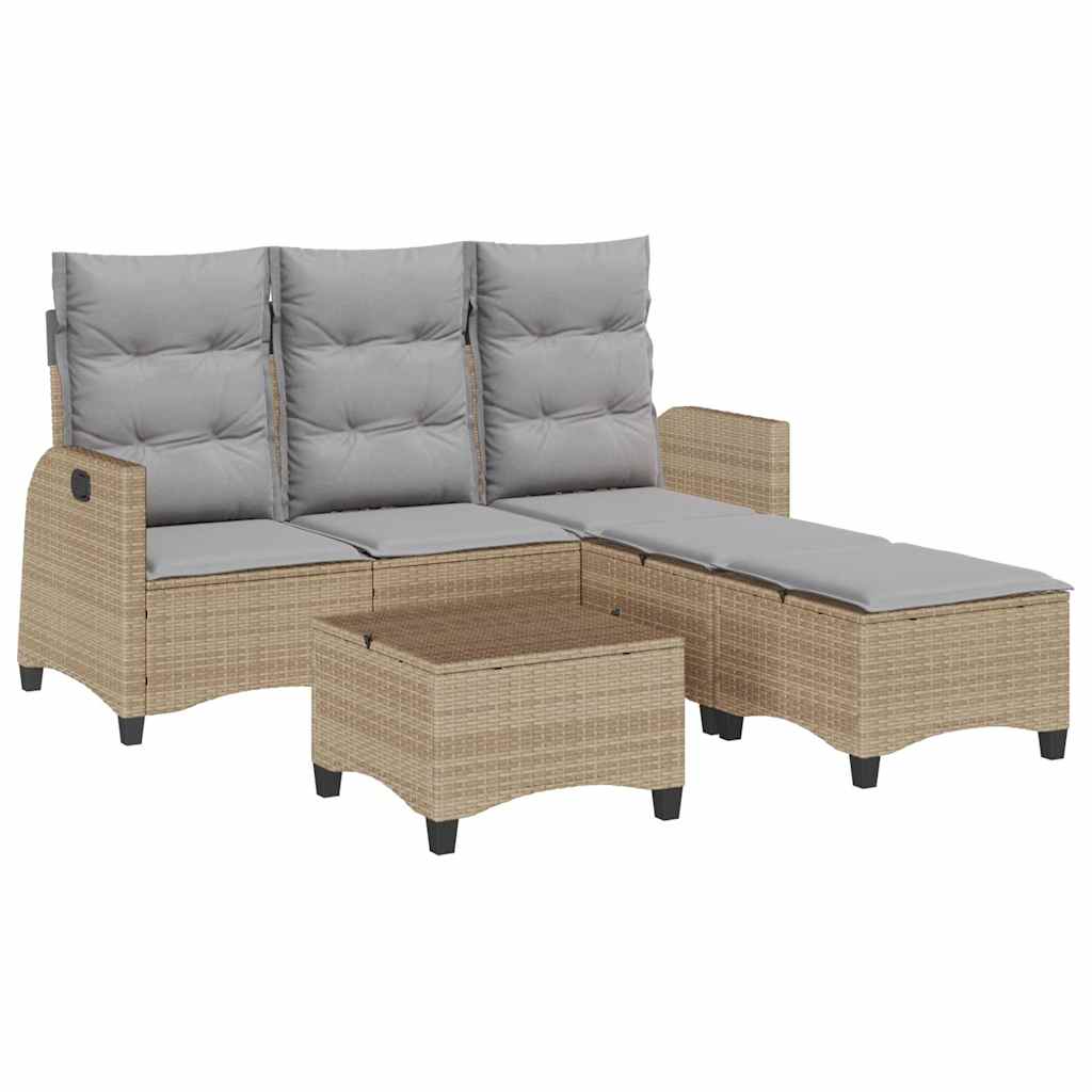 sofasæt til haven 3 dele med hynder L-formet polyrattan beige