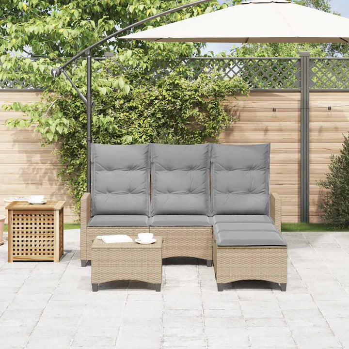 sofasæt til haven 3 dele med hynder L-formet polyrattan beige