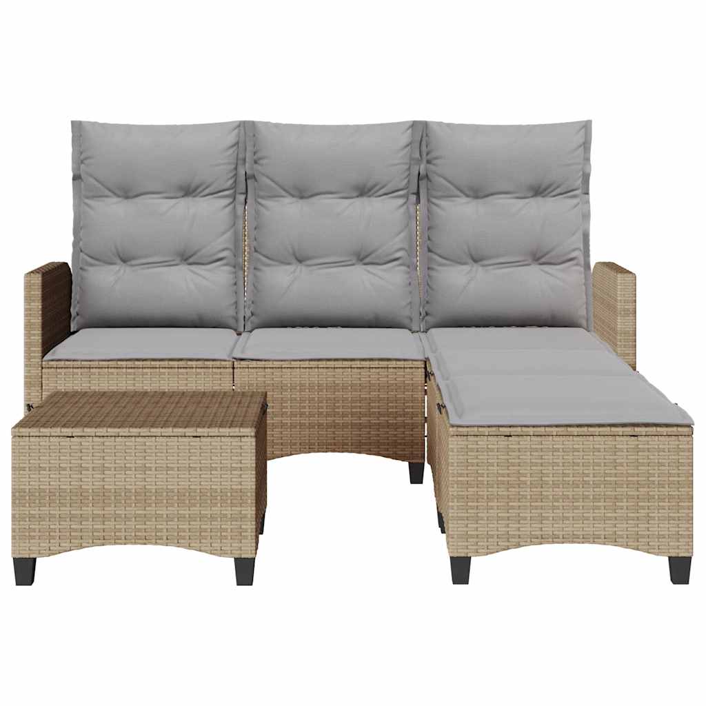 sofasæt til haven 3 dele med hynder L-formet polyrattan beige