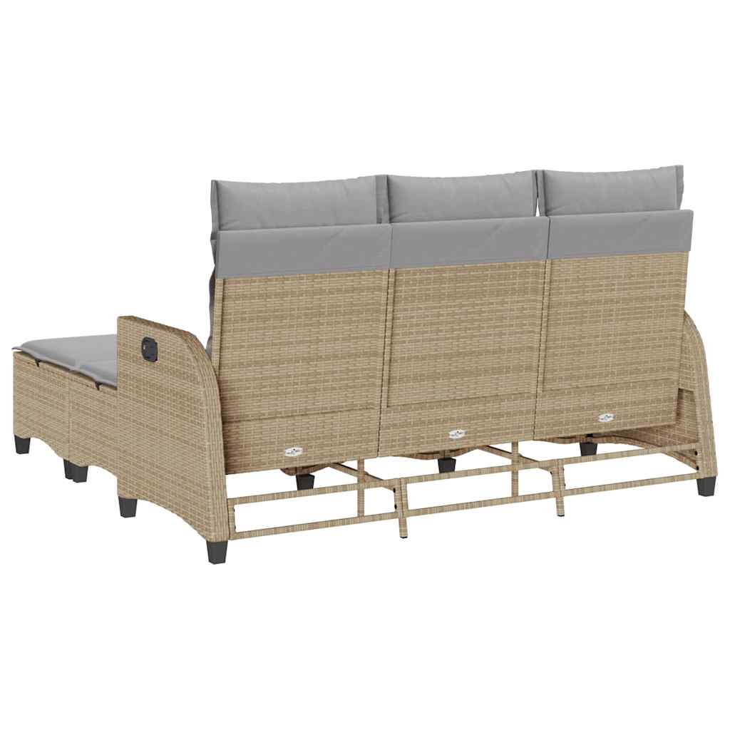 sofasæt til haven 3 dele med hynder L-formet polyrattan beige