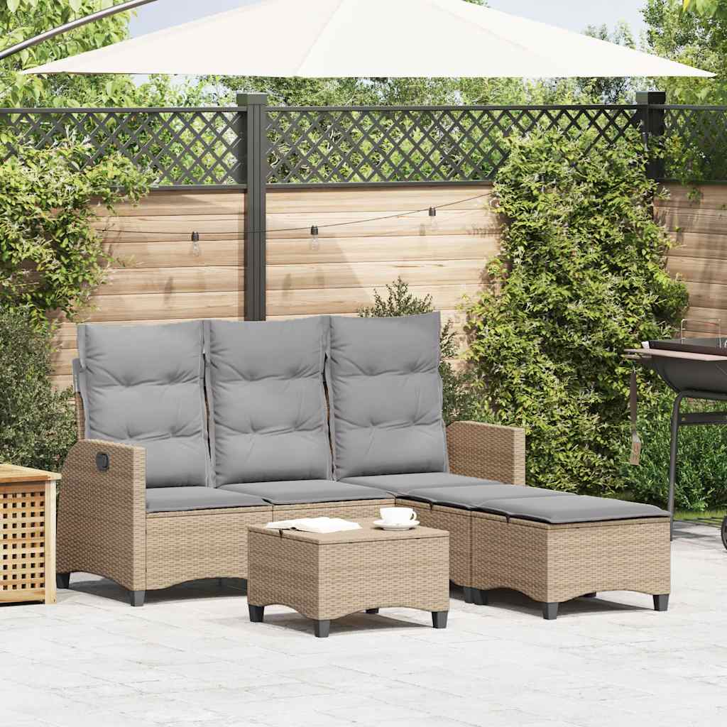 sofasæt til haven 3 dele med hynder L-formet polyrattan beige