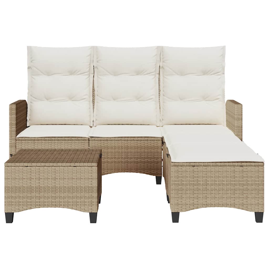 sofasæt til haven 3 dele med hynder L-formet polyrattan beige