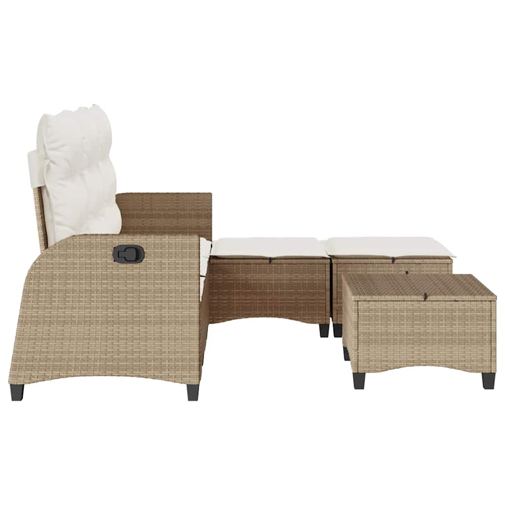 sofasæt til haven 3 dele med hynder L-formet polyrattan beige