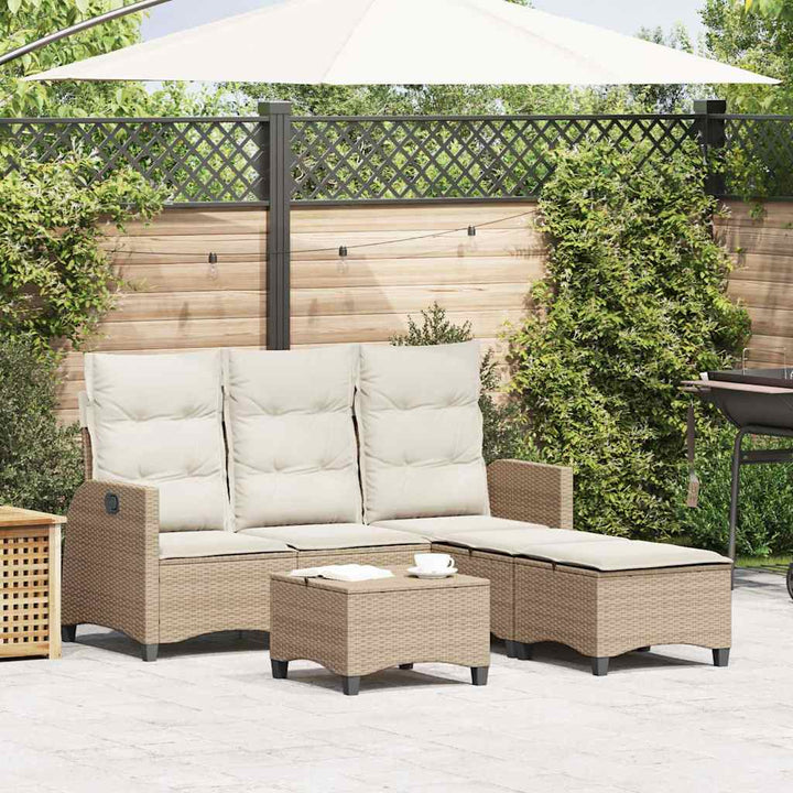 sofasæt til haven 3 dele med hynder L-formet polyrattan beige