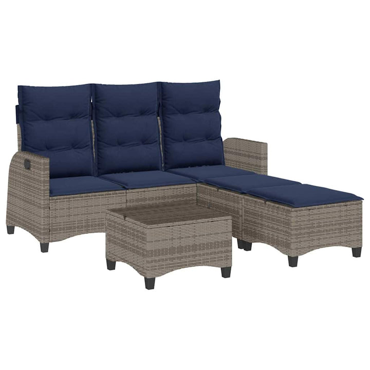 sofasæt til haven 3 dele med hynder L-formet polyrattan grå