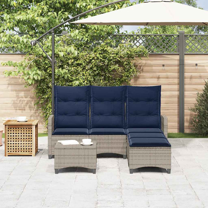 sofasæt til haven 3 dele med hynder L-formet polyrattan grå