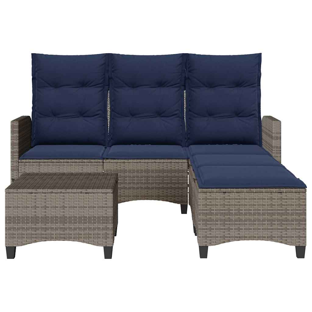 sofasæt til haven 3 dele med hynder L-formet polyrattan grå