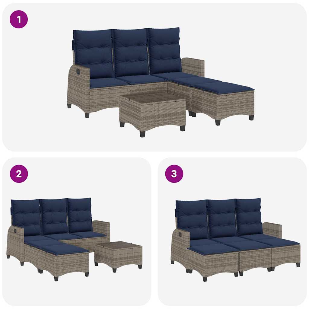 sofasæt til haven 3 dele med hynder L-formet polyrattan grå
