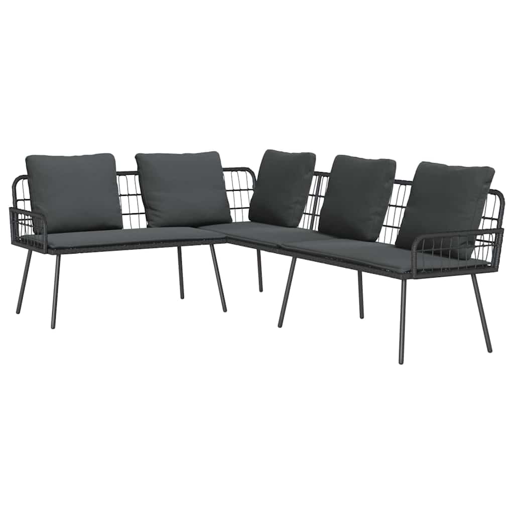 Havesofa Sæt 2 pcs Sort polyrattan