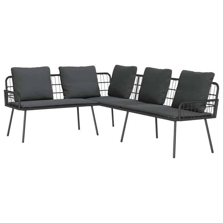 Havesofa Sæt 2 pcs Sort polyrattan
