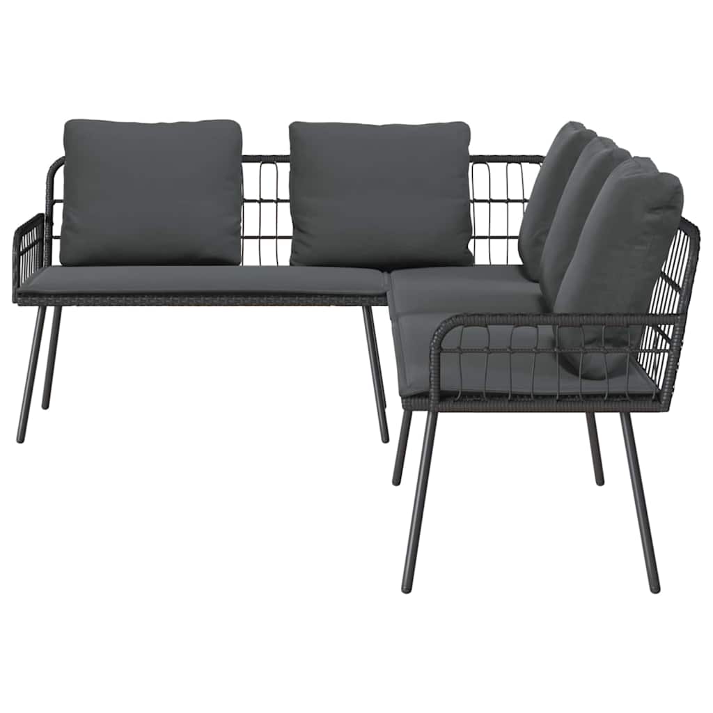 Havesofa Sæt 2 pcs Sort polyrattan