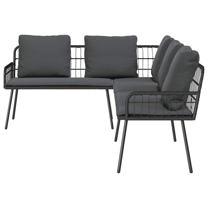 Havesofa Sæt 2 pcs Sort polyrattan