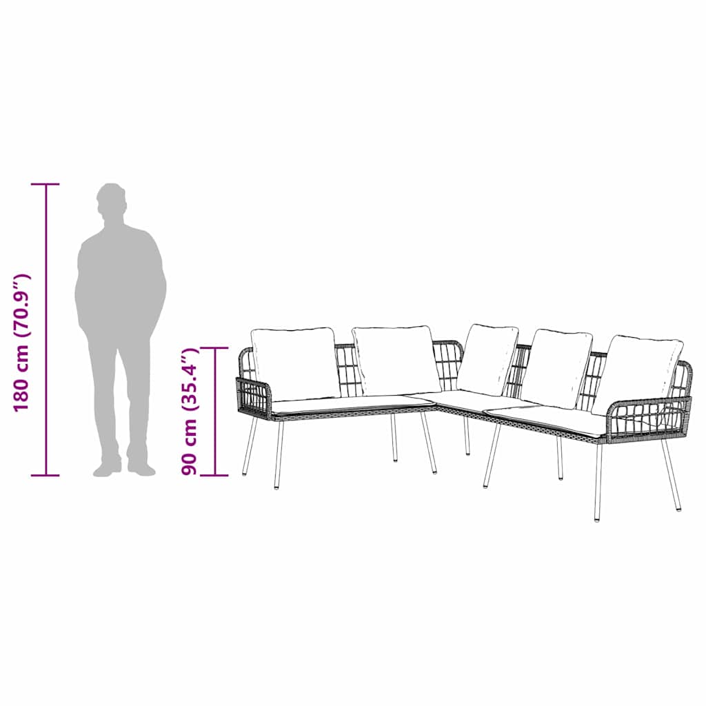 Havesofa Sæt 2 pcs Sort polyrattan