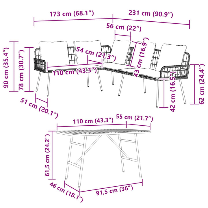 Havesofa Sæt 2 pcs Beige polyrattan