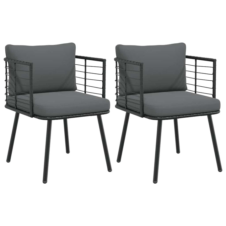 havestole 2 stk. med hynder polyrattan sort