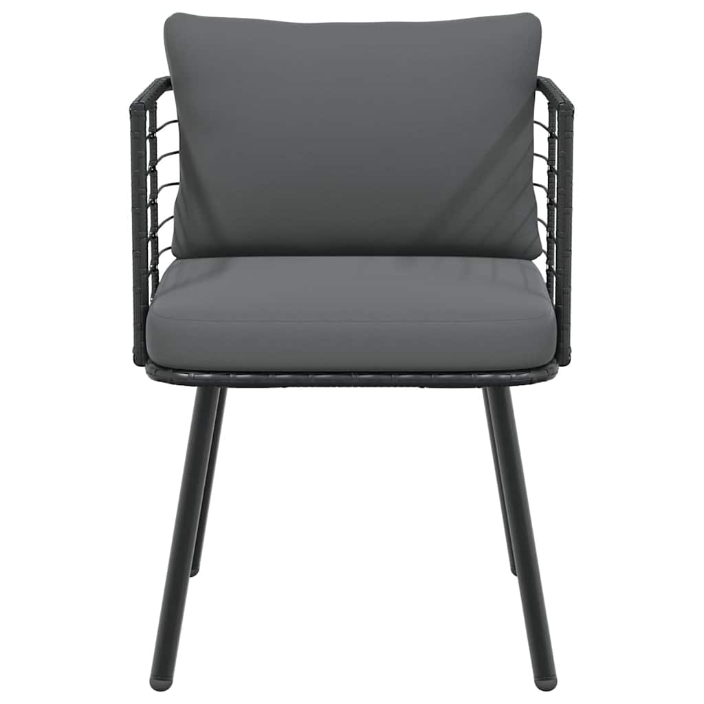 havestole 2 stk. med hynder polyrattan sort