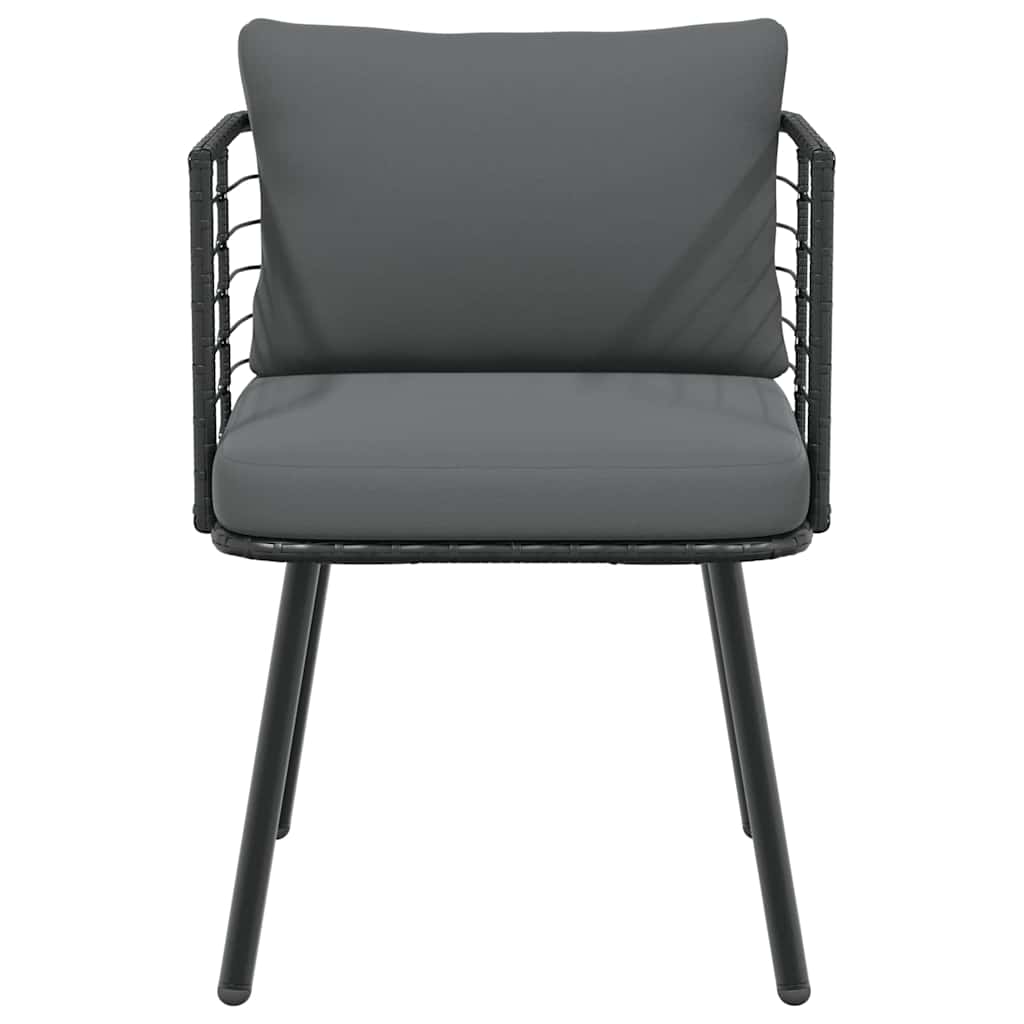 havestole 2 stk. med hynder polyrattan sort